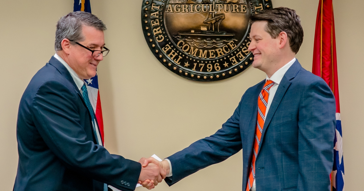 Nashville Attorney Russell Thomas is sworn in as Director of the Tennessee Alcoholic Beverage Commission.